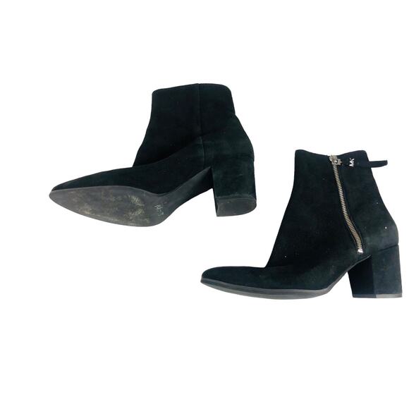 Michael Kors Womens Dawson Bootie Heeled Black Suede Leather Zip Boots 9.5 - Picture 4 of 10
